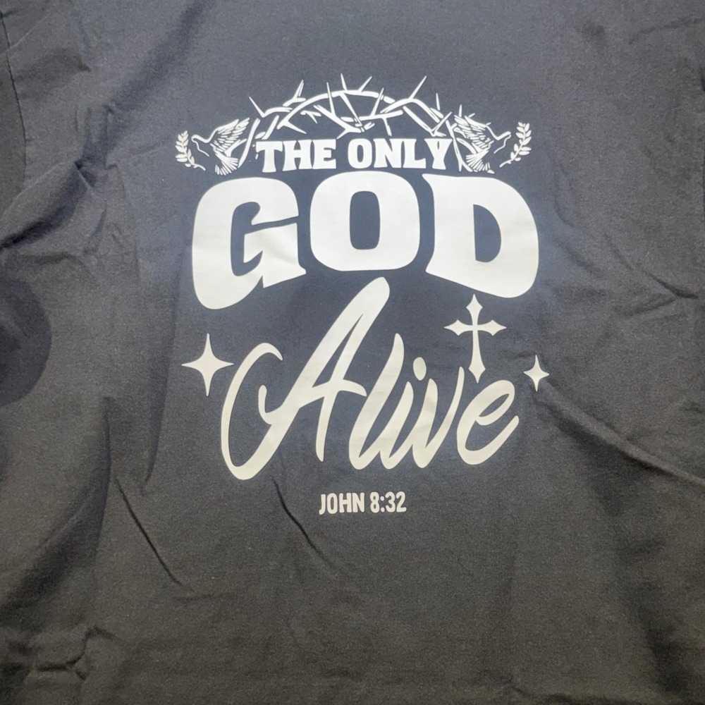 NLB‎ The Only God Alive John 8:32 Christian Graphic T-Shirt Black Large NWT